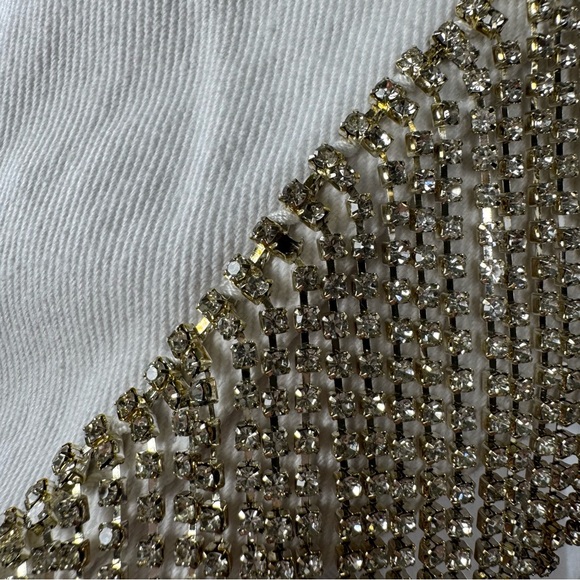 NWT BLANK NYC cotton stone white denim western rhinestone tassel jacket - Picture 13 of 13